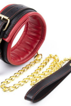 VSC Novelty - Collare Fashion Nero e Rosso con Guinzaglio