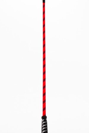 Bastone in nylon con striscia neon e manico in pelle di capretto, parte superiore in pelle nabuk rossa