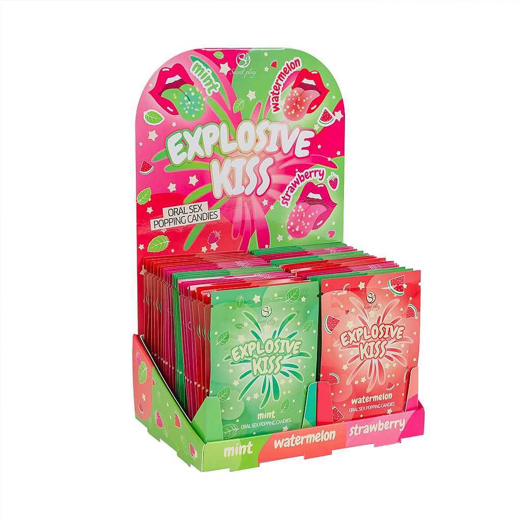 Secret Play - Espositore Caramelle Scoppiettanti Menta/Fragola/Anguria - 48 Pezzi