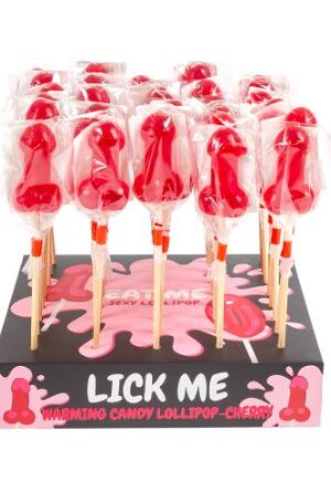 Secret Play - Espositore Lecca Lecca Effetto Caldo Piccante a Forma di Pene - gusto Ciliegia - 40 pz
