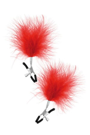 Sweet Caress - Pinza per Capezzoli Regolabile con Pon Pon - Rosso