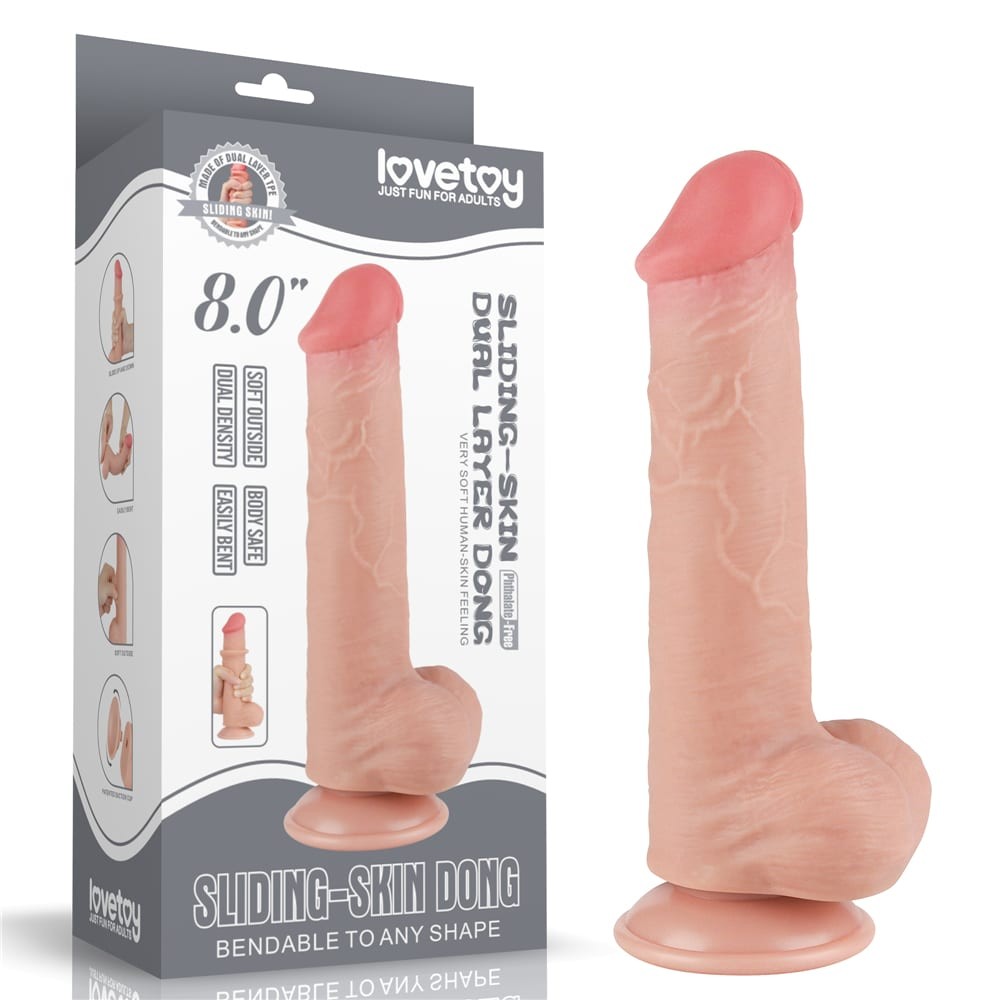Dildo a doppio strato con pelle scorrevole da 8'' Flesh III