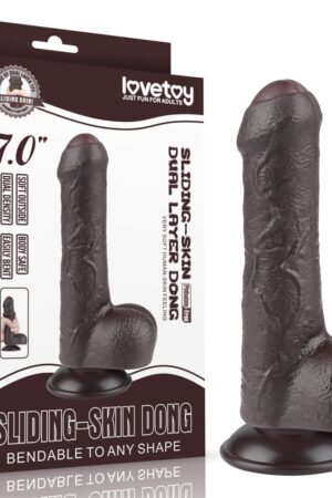 Dildo doppio strato scorrevole da 7'', nero