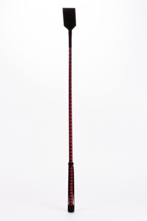 Bastone in pelle con striscia neon e parte superiore in pelle nabuk rossa