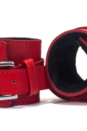 Manette in pelle pieno fiore rosso/nero