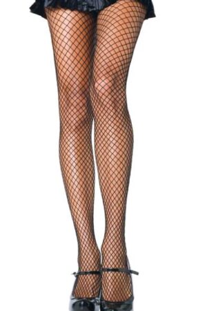 Collant a rete industriale in elastan nero