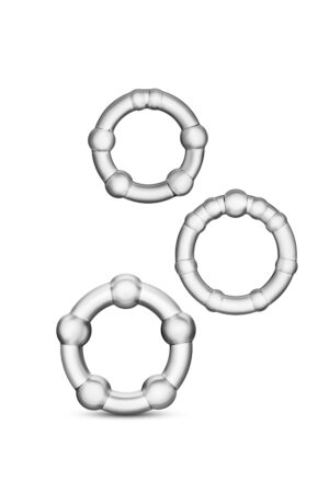 ANELLI PER IL PENE CON PERLINE TRASPARENTI STAY HARD