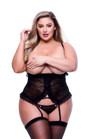 BACI 2 PEEKABOO BUSTIER E PERIZOMA COMPLETO NERO, QS