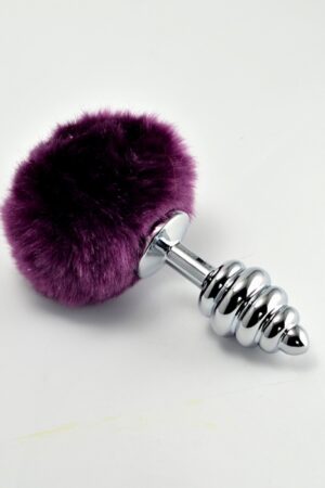 Plug in metallo con pompon a spirale viola
