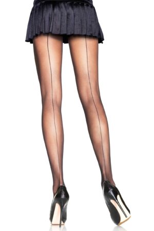 Collant velato con cucitura posteriore nero