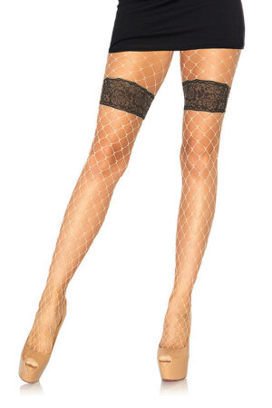 Collant a rete con motivo floreale color carne