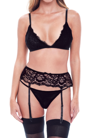 BACI 3 PEZZI REGGISENO, GIARDINIERA E SLIP ECO COMPLETO NERO