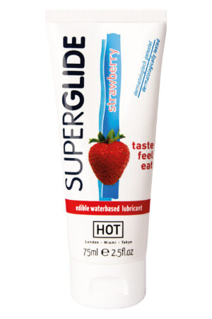 Lubrificante commestibile HOT Superglide a base d'acqua - FRAGOLA 75 ml