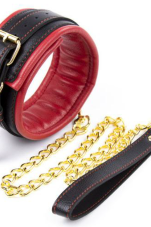 VSC Novelty - Collare Fashion Nero e Rosso con Guinzaglio