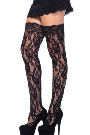 Calze di pizzo rosa nere