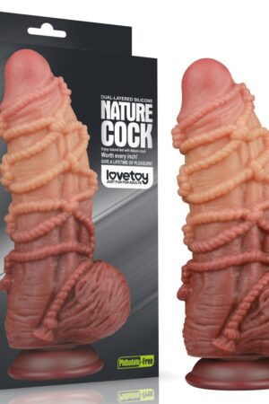 Pene in silicone platino a doppio strato da 9,5'' con corda