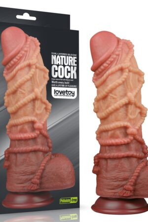 Pene in silicone platino a doppio strato da 10,5'' con corda