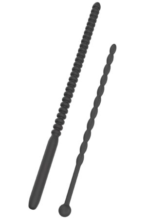 Set di dilatatori per pene a coste, 2 pezzi, neri