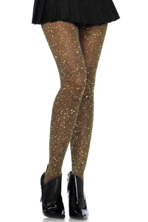 Collant velato luccicante in lurex nero