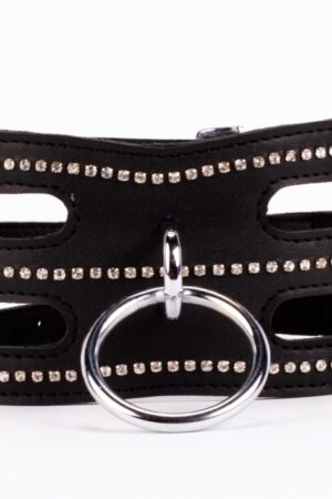 Collare Traingo di design realizzato in morbida pelle di vitello nera