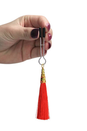 Morsetto per capezzoli con nappa glamour rosso