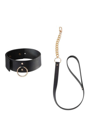 Maze Wide Choker con guinzaglio nero