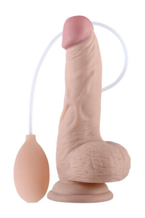 Pene morbido da 8 con eiaculazione e testicoli in carne