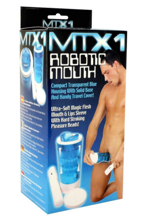 Masturbatore a bocca aperta blu trasparente