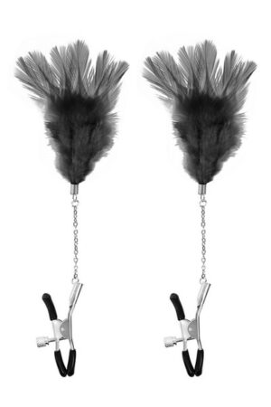 Sweet Caress - Pinza per Capezzoli Regolabile con Piuma - Nera