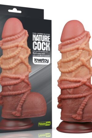 Pene in silicone platino a doppio strato da 9,5'' con corda_B15O50_3