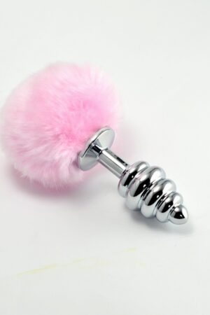 Plug in metallo con pompon a spirale rosa