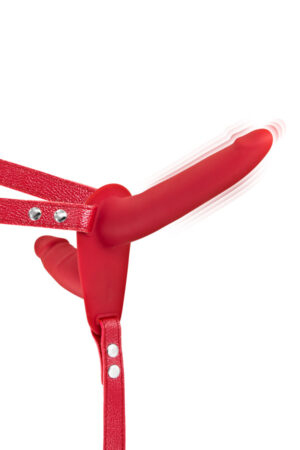 Fetish Tentation - Strap-On Harness Vibrante 15,5 cm - Rosso