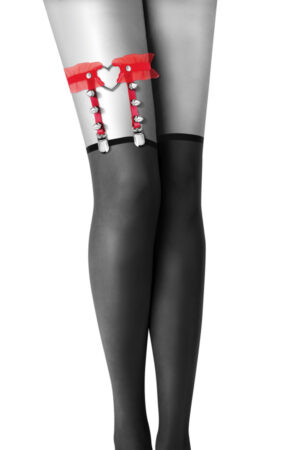 Bijoux Pour Toi - Giarrettiera Borchiata con Cuore - Rosso