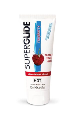 Lubrificante commestibile HOT Superglide a base d'acqua - LAMPONE 75 ml