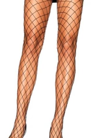 Collant a rete con diamanti in elastan nero