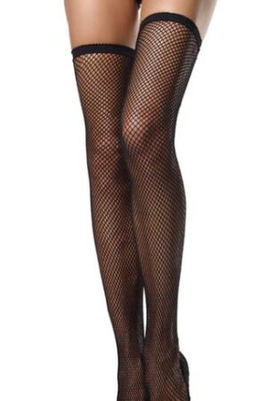 Calze autoreggenti a rete con elastico in vita, nere
