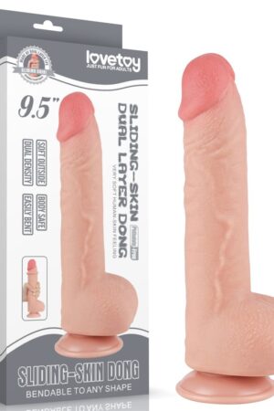 Dildo a doppio strato con pelle scorrevole da 9,5'', color carne_B15O50_3