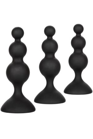 Kit anale con perline in silicone nero