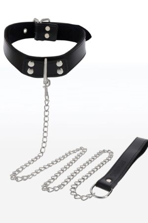 Elegante collare e guinzaglio a catena nero