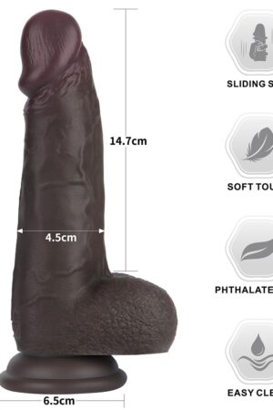 Dildo in silicone a doppio strato Sliding Skin Pro II da 8 pollici (nero)