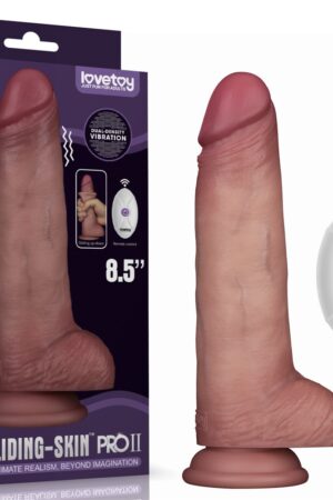 8,5 Vibrating Sliding Skin Pro II Dildo in silicone