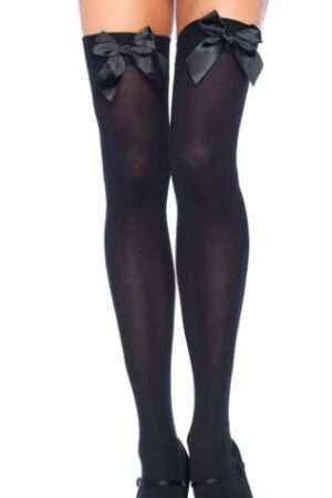 Calze autoreggenti in nylon con fiocco, nere