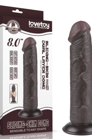 Dildo doppio strato scorrevole da 8'' nero II_B15O50_3