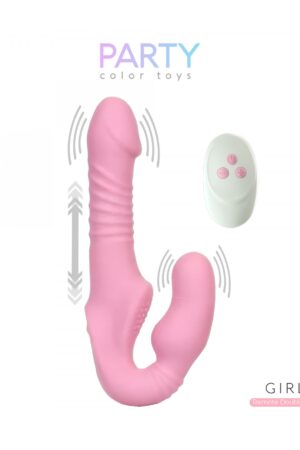 Imbracatura femminile con cinturino, vibrazione e controllo verticale.