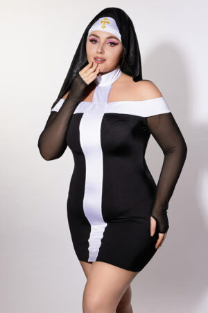 JSY Lingerie - Costume da Suora Sexy - 3 Pezzi - Taglie Forti