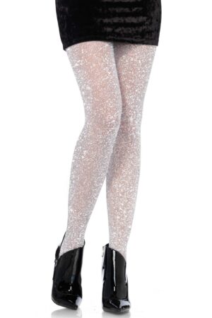 Collant velato luccicante in lurex argento