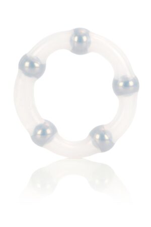 Anello con perline metalliche trasparenti