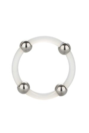 Anello in silicone trasparente con perline d'acciaio L