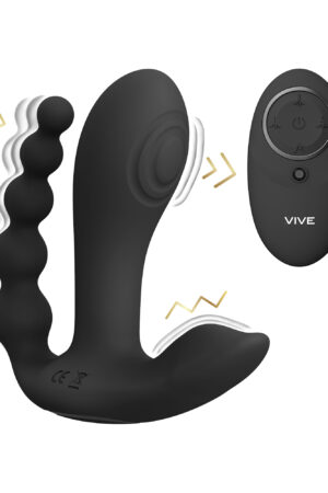 Kata - Vibratore a doppia penetrazione con vibrazione a impulsi - Nero