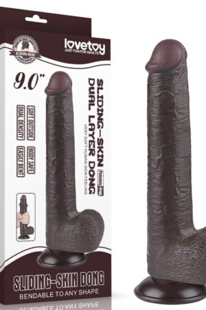 Dildo doppio strato scorrevole da 9'' nero_B15O50_3